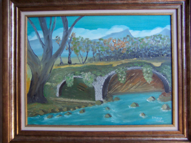 El puente con sus rocas Oil Canvas Landscaping