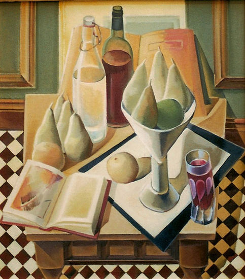 Bodegón con libro Oil Panel Still Life Paintings