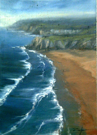 PLAYA LARRABASTERRA Oil Canvas Marine Painting