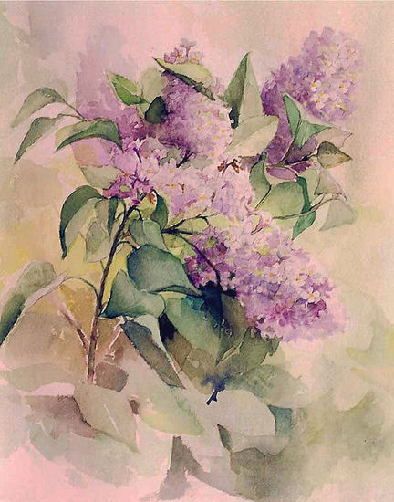 Rama de lilas Acuarela Papel Floral