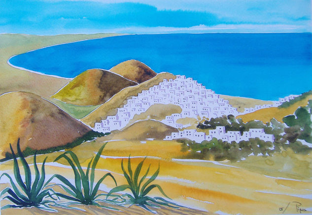 pueblo de Mojacar - vendido Acuarela Papel Paisaje