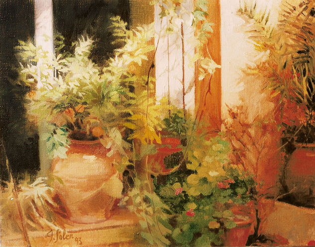 Verano en la terraza Oil Canvas Floral Painting