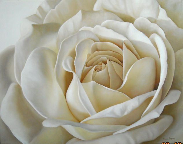 White Rose Oil Canvas Landscaping