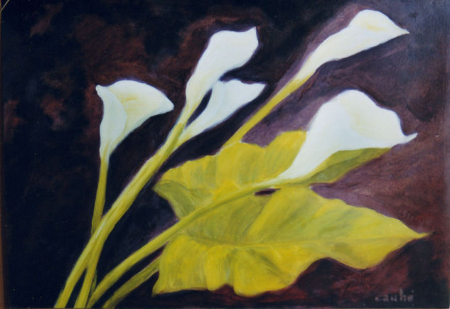 1  Lliris sobre morat Oil Paper Floral Painting