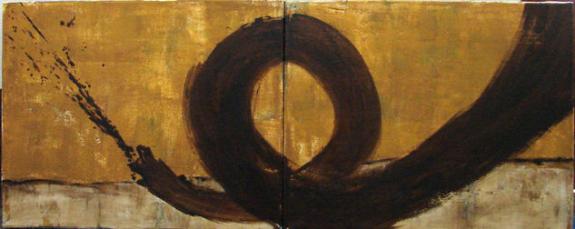 Espiral sobre ocre Mixed media Canvas Figure Painting