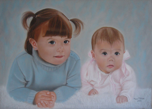 Carmen y Lucía Pastel Paper Portrait