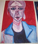 autorretrato en lila y rojo