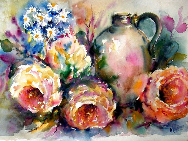 Rosas Watercolour Card Floral Painting