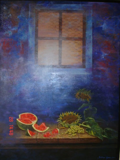 SUEÑOS DEL BODEGÓN, DE LA SANDÍA Y LOS GIRASOLES Oil Canvas Still Life Paintings