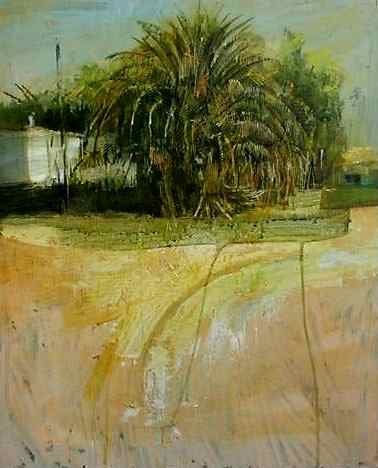 Palmera y curva Acrylic Canvas Landscaping