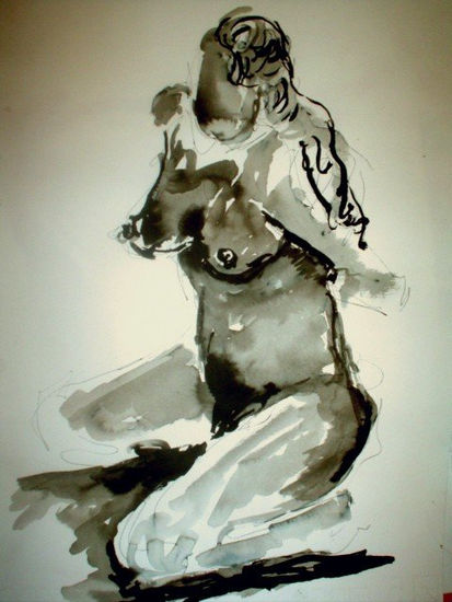 "Anhelos I" Ink Paper Nude Paintings