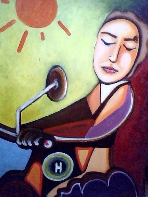 El motociclista, autorretrato. ( Jorge andana, constitución, chile)