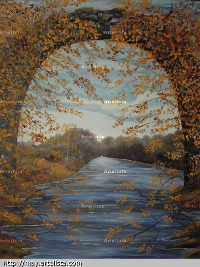 PUENTE EN OTOÑO Oil Paper Landscaping