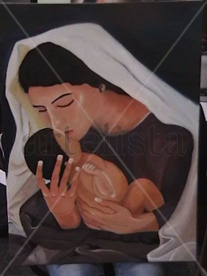 María y niño Jesús Oil Canvas Portrait