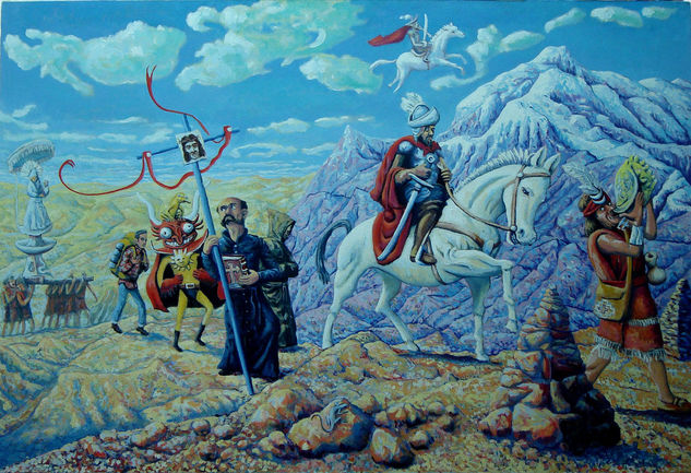 La Conquista de Santiago de la nueva Extremadura. Oil Canvas Landscaping