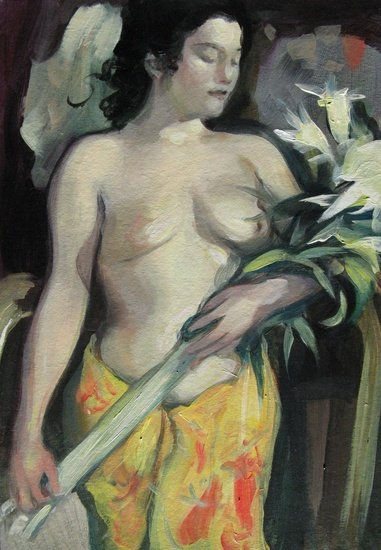 Model with flowers 