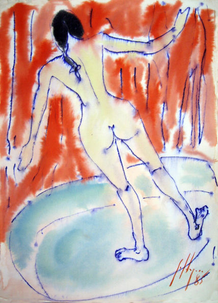 Desnudo en la bañera