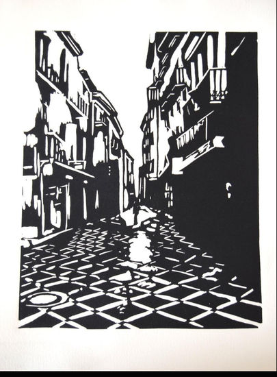 calle maestra de jaen Linograbado