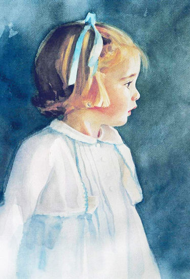 Retrato de niña Watercolour Paper Portrait