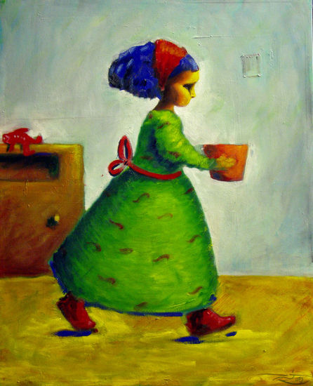 Niña emocionada Oil Canvas Figure Painting