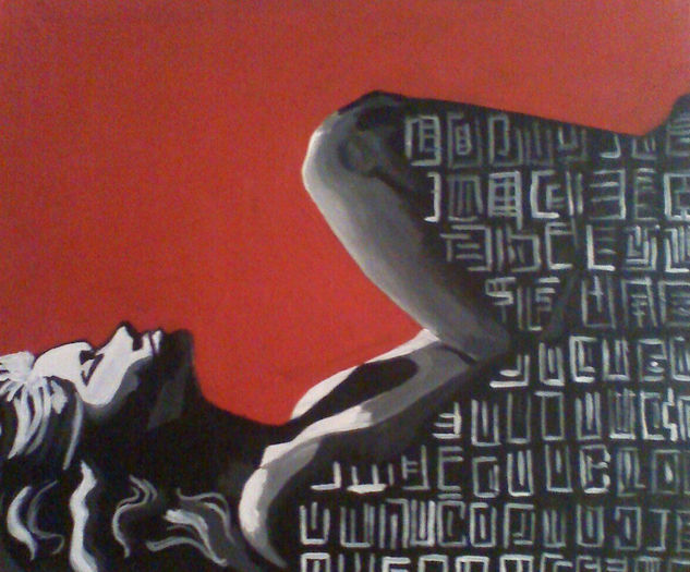 MUJER FONDO ROJO(vendido) Acrílico Lienzo Desnudos