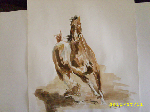 Galope de caballo (acuarela) jc ibarra Watercolour Card Animals