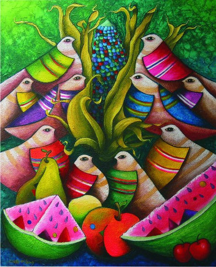 "Tiempo de cosecha" Acrylic Canvas Animals