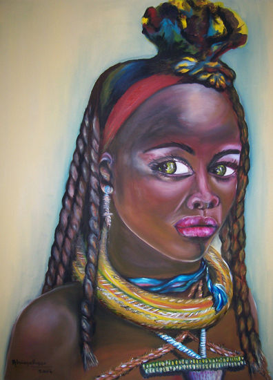 Negra collar Oil Canvas Portrait