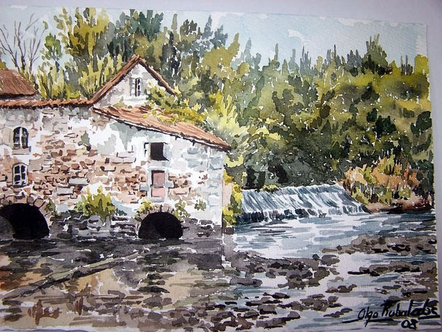 Ej molino de Jubia Acuarela Papel Paisaje