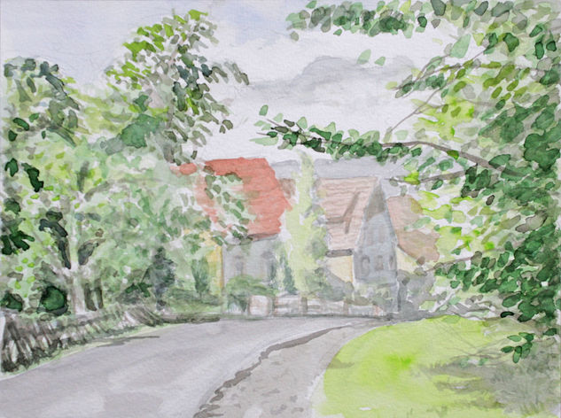 Sonnige Straße in Detmold Watercolour Paper Landscaping