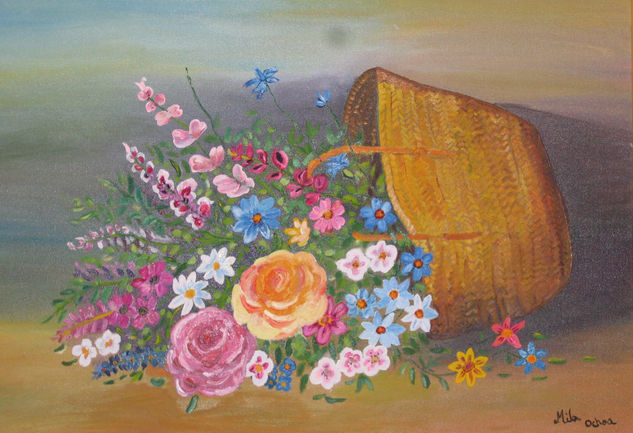 Flores tendidas Oil Canvas Floral Painting