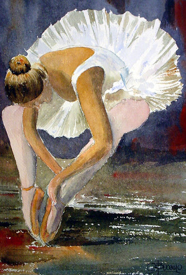 Bailarina Acuarela Papel Paisaje