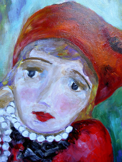 La dama de las perlas (detalle) Acrílico Lienzo Retrato