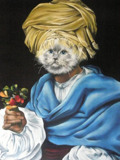 MUCHACHO CON TURBANTE, DE MICHIEL SWEERTS, CON CABEZA DE GATO Óleo Lienzo Retrato