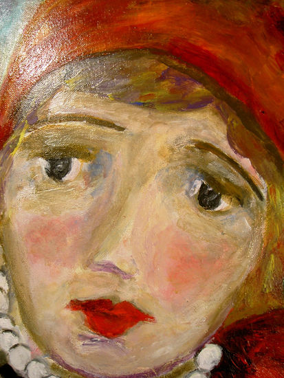 La dama de las Perlas (detalle1) Acrílico Lienzo Retrato