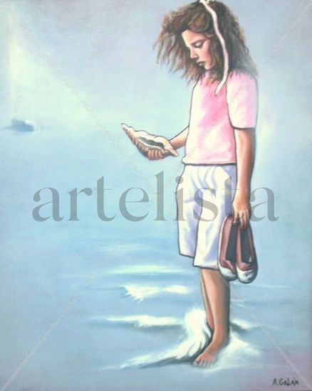 Niña de la caracola Acrylic Canvas Figure Painting