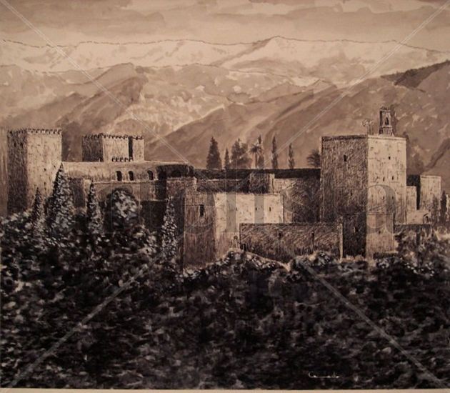 LA ALCAZABA (ALHAMBRA) Tinta Papel Paisaje