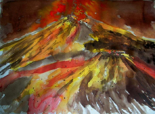 ERUPCION VOLCANICA Watercolour Paper Landscaping