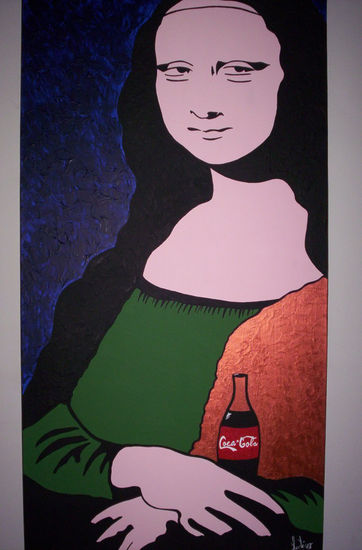 Gioconda Tomando Coca Cola Acrílico Lienzo Retrato