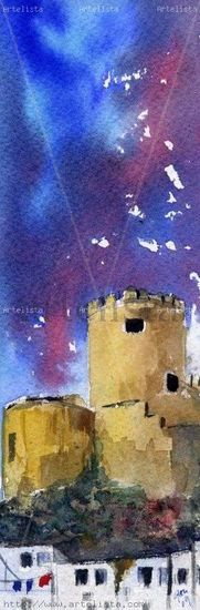 Alcazaba vertical2 Watercolour Card Landscaping