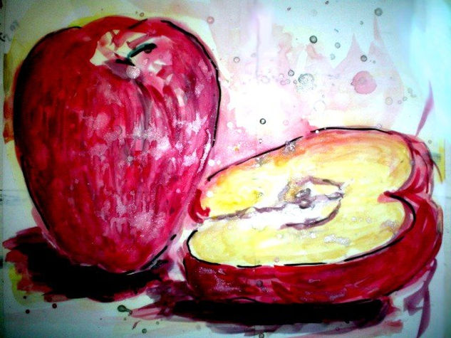 "Simples manzanas" Acuarela Papel Bodegones