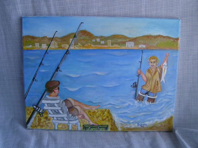pescadores de caña