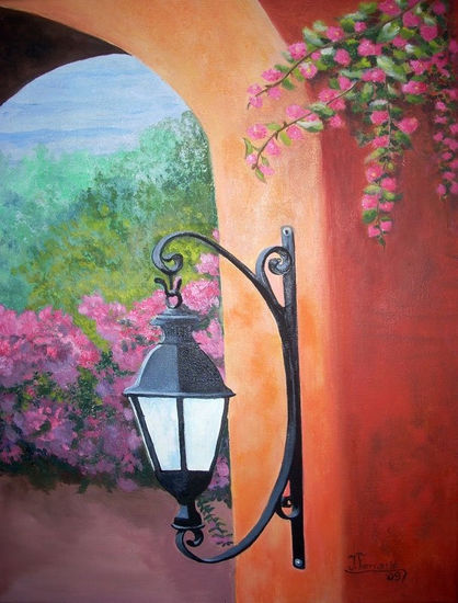 A la luz de un farol... Oil Canvas Landscaping