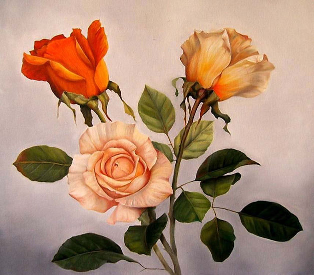 Rosas Oil Textile Floral Painting