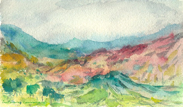 Árboles y montañas de Zofik Watercolour Card Landscaping