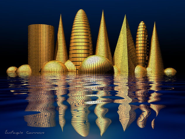 Cuerpos geométricos flotando en el agua