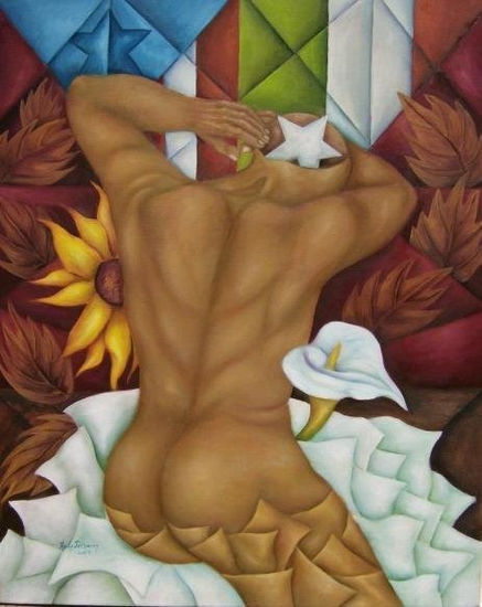 DESNUDO MASCULINO V (COMUNION ENTRE SOL Y LUNA) Oil Canvas Nude Paintings