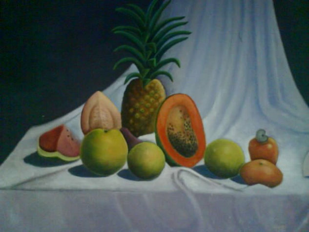 Tropical. Oil Canvas Still Life Paintings