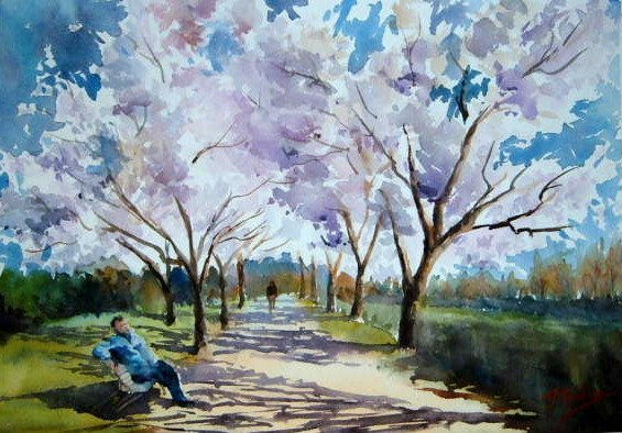 Paseo de los almendros Watercolour Paper Landscaping