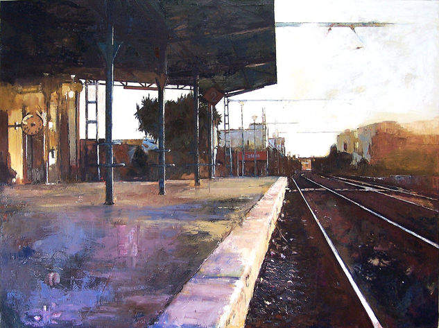 Estación de Cártama Mixed media Canvas Landscaping